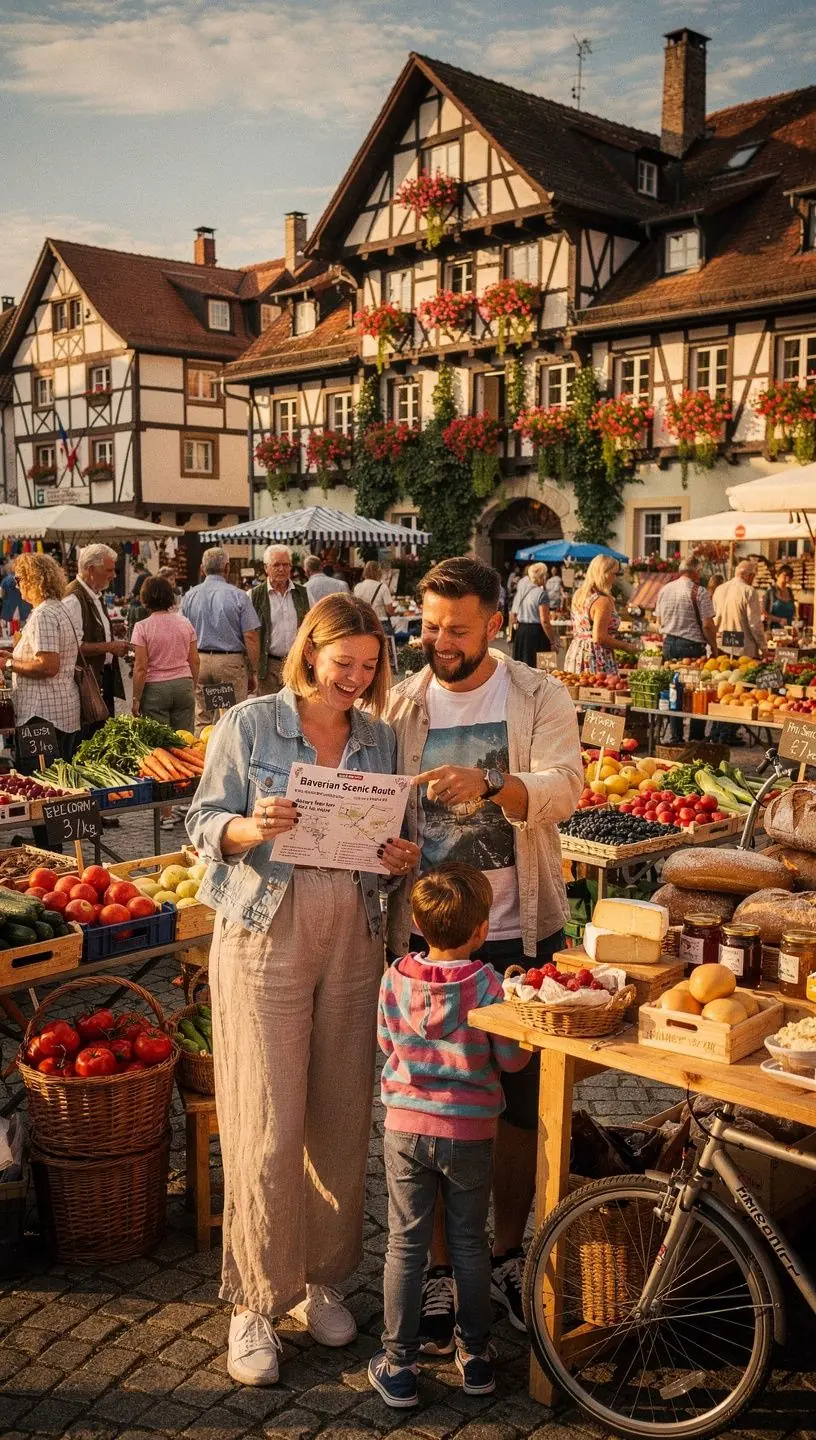 Ein historisches Schloss, das in der Ferne auf einem Hügel thront, umgeben von bunten Herbstbäumen.